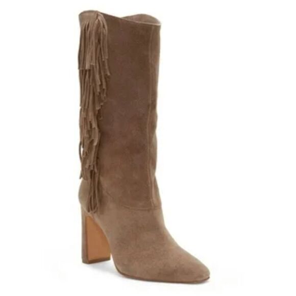 Vince Camuto Sterla Tall Suede Fringed Boots Size 10 - Picture 2 of 13